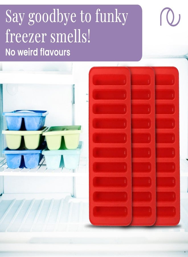 أدوات فرنسية قالب مكعبات ثلج متعدد الاستخدامات من فرينشوير، عبوة من قطعة واحدة، مصنوع من السيليكون، أشكال مستطيلة صغيرة، قالب ذو 10 تجاويف للفريزر، الكوكتيل، الويسكي، القهوة، عصير الفاكهة (10 × 26 × 2 سم، أحمر) - Image 4